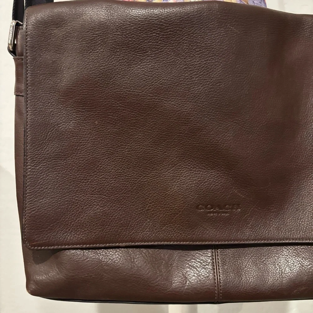 Coach pebbled leather messenger bag